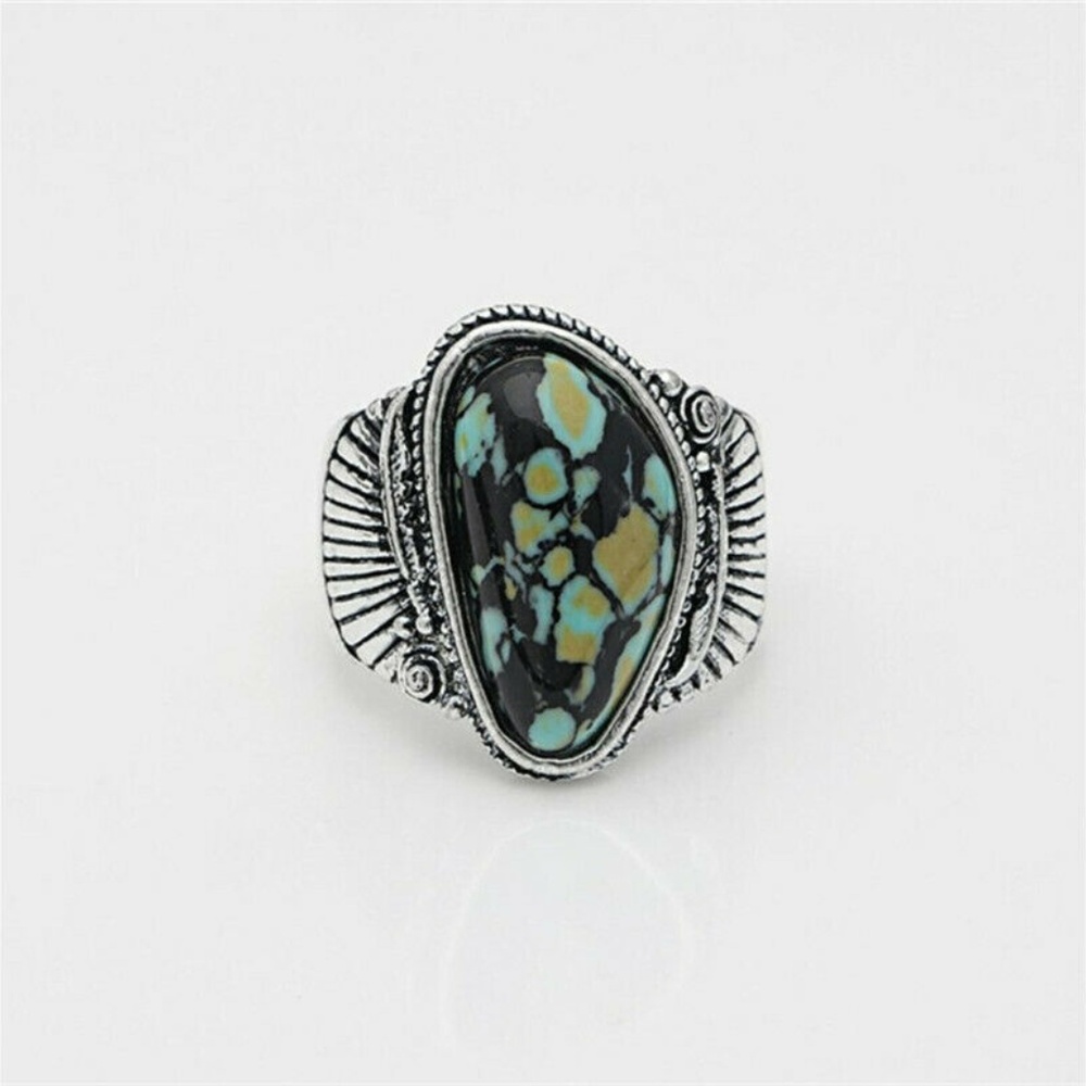 charming Vintage tibet Silver turquoise Ring New - Picture 4 of 4